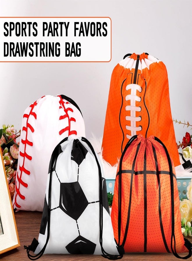 Dyrfolm 24 Pcs Sports Drawstring Bags, Sports Party Favors Goodie Bags for Soccer Baseball Basketball Football, Orange, 9.84 x 11.6 Inch - Image 5